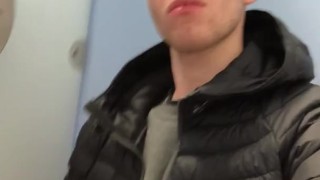 Horny Lad Jerking Off in Public Toilets