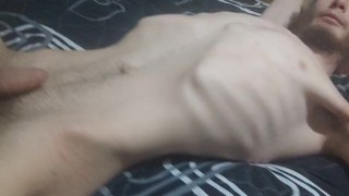 Showing off my Perfect skinny body while laying down on my bed spreading my legs open