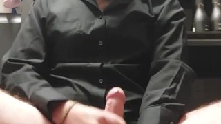 Stock room fun cum on my feet 