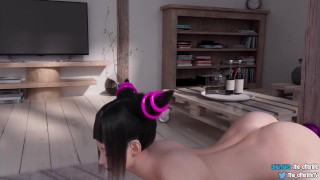 Street Fighter Juri Han Enjoying Her Dragon Dildo