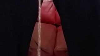 Short Black Cock - Pissing on the livingroom floor after work.