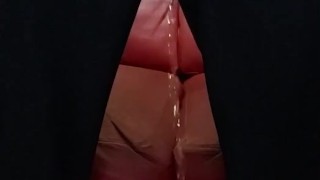Short Black Cock - Pissing on the livingroom floor after work.