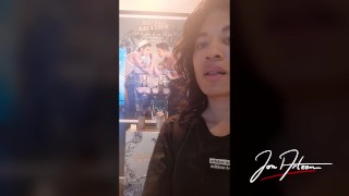 Jon Arteen squirts big cumshot at mall fitting room with Nike Air Force Risky Public Twink Sneakers