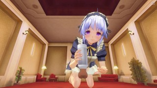 3D HENTAI Maid masturbates her dick with fake pussy