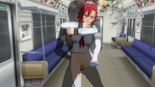 3D HENTAI Schoolgirl can't stop fucking big cock on the train