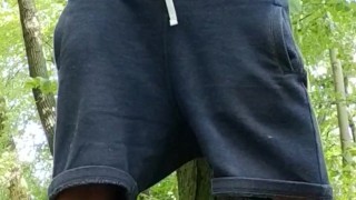 Throbbing cumming cock in woods