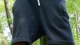 Throbbing cumming cock in woods