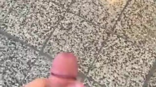 Jerking off in public toilet 
