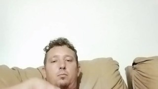 Straight guy jacks his big uncut dick while his lover is gone