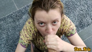 cute girl gives blowjob and gets fucked in anal to get a lot of cum on her face