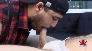 2 Guys Sucking On One Hung Cock