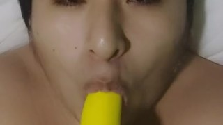 young gay devours a rubber penis