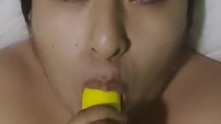 young gay devours a rubber penis