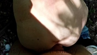 Sissy Femboy without a condom in public gets cum . They saw us but we continued to fuck