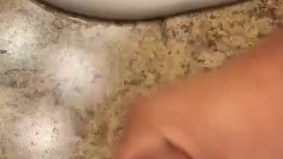 housekeeper making a mess at work, cumming in hotel