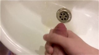 Jerking off on the sink