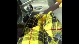 Stroking my cross dressing cock while driving at high speed is a skirt