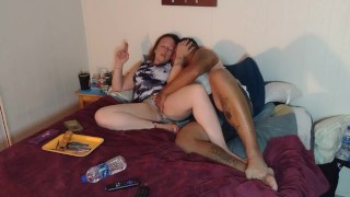 Milf getting pussy fingered through her panties while she smokes part 2