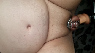 Fucking Machine at max speed while in Chastity