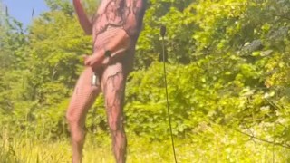 Sissy strips and wears body stocking in public and jerk’s off 