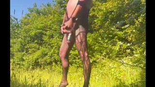 Sissy strips and wears body stocking in public and jerk’s off 