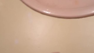 Moaning, dirty talk and cum on the sink