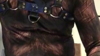 Pet suit bondage jerk off