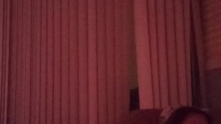 Recording up cute milfs night dress with panties shot while she smokes