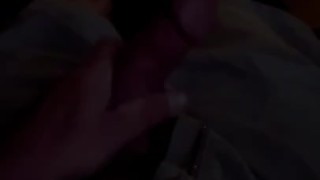 Str8 guy plays with his thigh cock