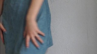 Redhead innocent girl in overalls gets naked