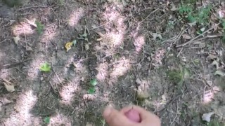 Nude boy - walk in the forest and electro stimulation 