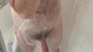 Hairy Dad Bod Shower Solo Jerk Off With Cum