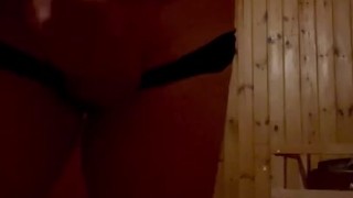 Straight guy wanking in gym sauna 