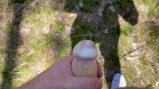 in the woods and jerking off