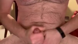 Hairy Dad Bod Jerking It With Cum