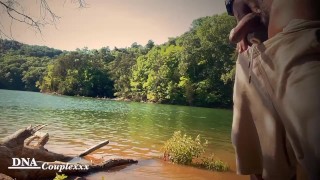 ALMOST CAUGHT!!! In the wood masturbating by the lake