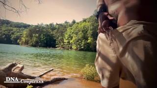 ALMOST CAUGHT!!! In the wood masturbating by the lake