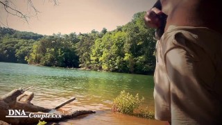 ALMOST CAUGHT!!! In the wood masturbating by the lake