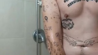 Adam playing with the soap (like it in slow Mo?)