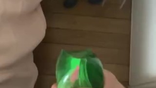 Water wiggle toy masturbating big white cock