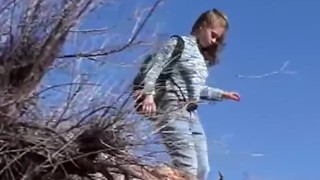 Little April goes outdoors to masturbate