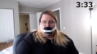 Dare: Wear a deep throat gag for 14 minutes. Fast Forwarded!