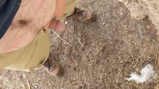 Piss break while working in the field