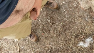 Piss break while working in the field