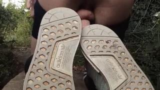 Sissy playing on public walkway