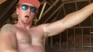 Hot ginger construction worker get off while you watch him work his woood 