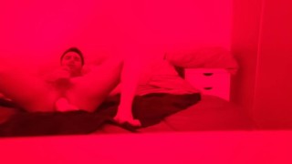 17 masturbating in my bed enjoying a huge dildo anal destruction