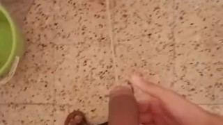 I make the bathroom a desaster again after a massive piss frome my dick