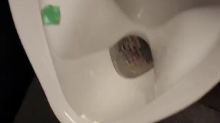Risky wank in public toilet 