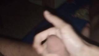 Solo male ruined his roommate by throwing massive cumshot on the floor by his long curved dick